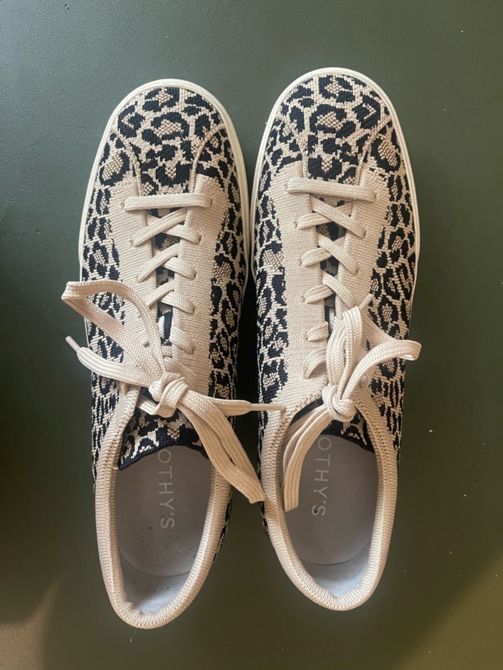 Rothy's Women's Leopard Knit Sneakers in Beige and Black